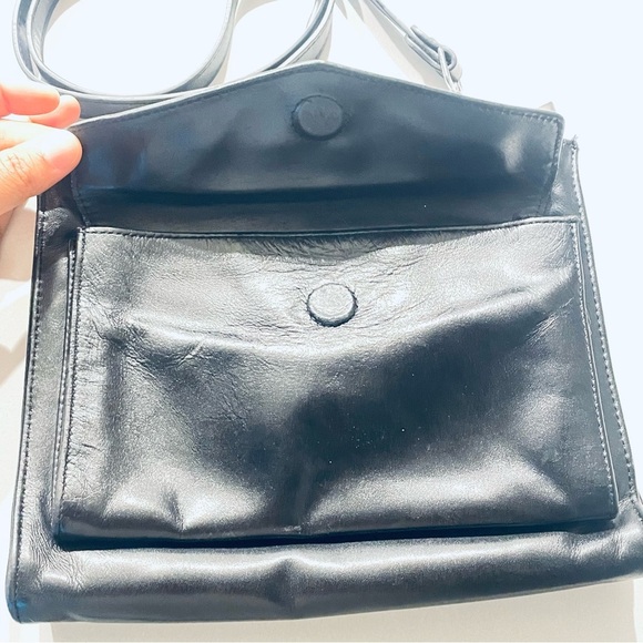 DANIER BLACK LEATHER VINTAGE CROSSBODY SHOULDER WOMEN BAG - Picture 7 of 17